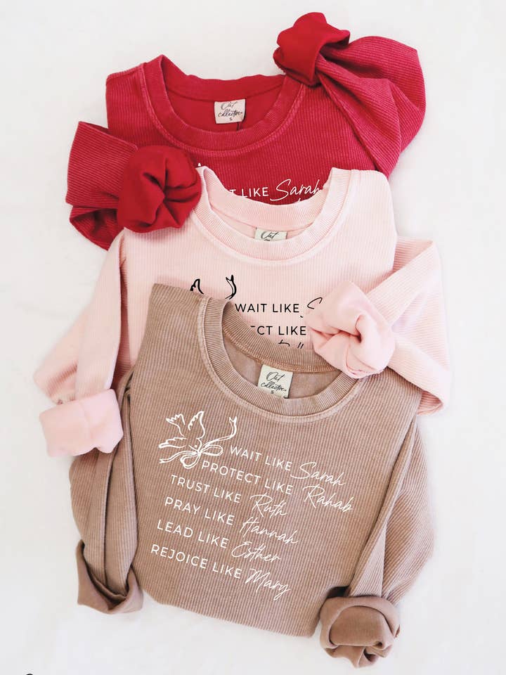 WOMEN OF THE BIBLE Cropped Thermal Vintage Pullover for wholesale by OAT COLLECTIVE