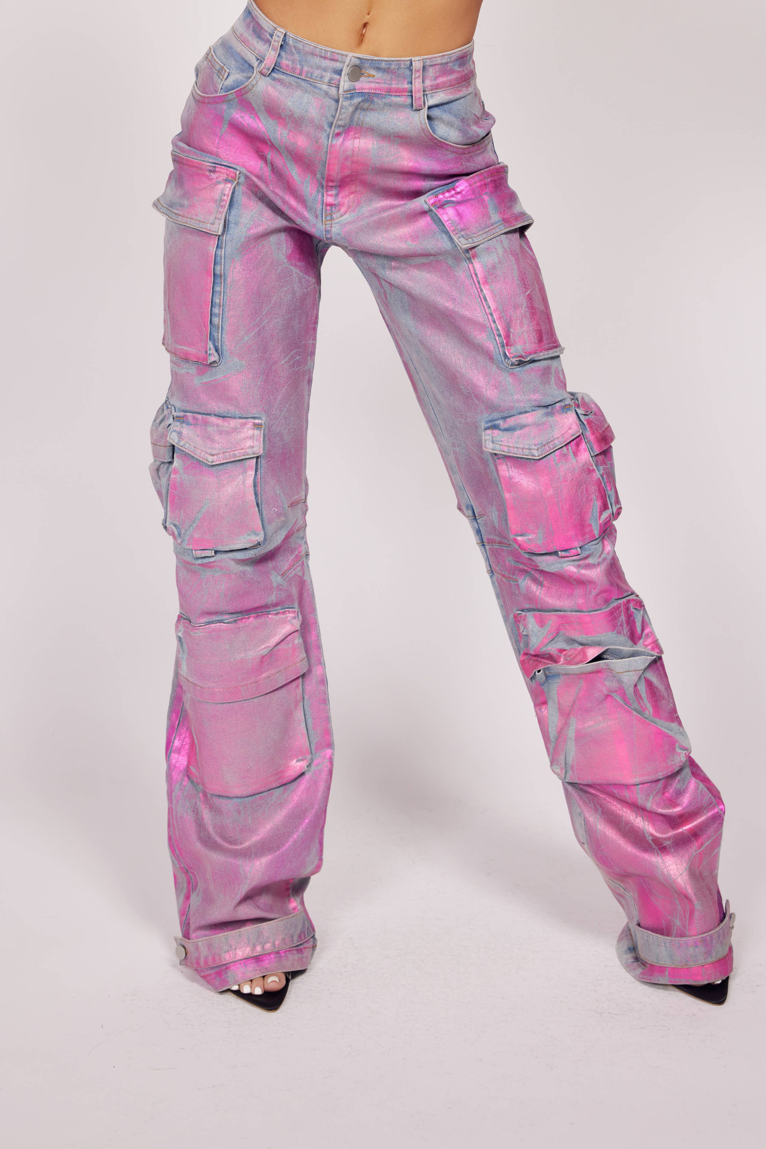 WFFS – Engroshandel Jeans - Dame – Luxe metallic cargobukser i denim10