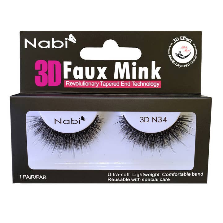 Nabi Cosmetic - Wholesale False/Fake Eyelashes - 3D N34 - Nabi 3D Faux Mink Eyelash 12PCS/PACK