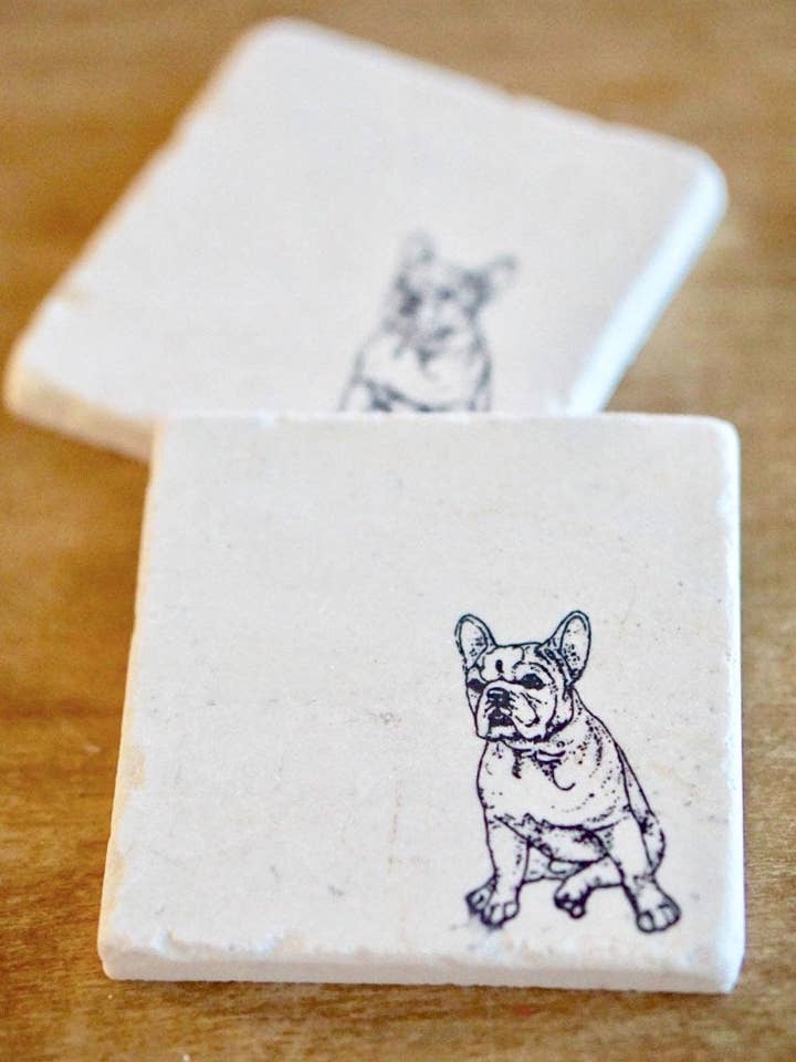 French Bulldog Marble Coaster for wholesale by Lace, Grace & Peonies Marble Coasters