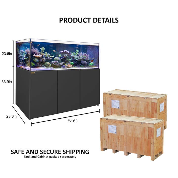 Aggiornamento: Acquario per Barriera Corallina da 220 Galloni in Vetro Ultra Chiaro con Sump Integrato Tutto Nero per la vendita all'ingrosso da parte di AQUA DREAM