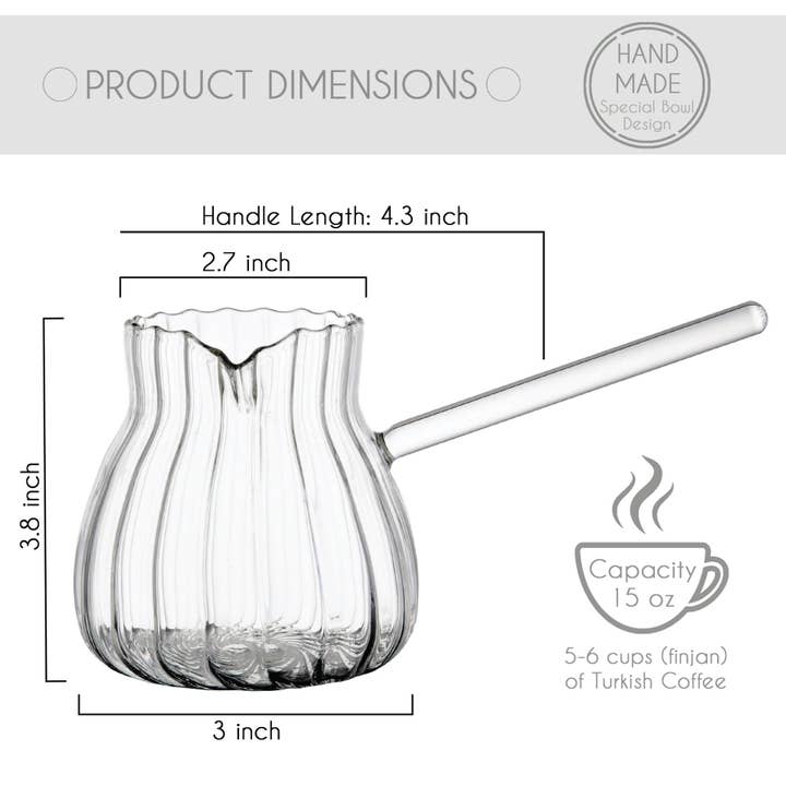 Crystalia - Wholesale Coffee Pods - Swirl Turkish Coffee Pot, Borosilicate Glass