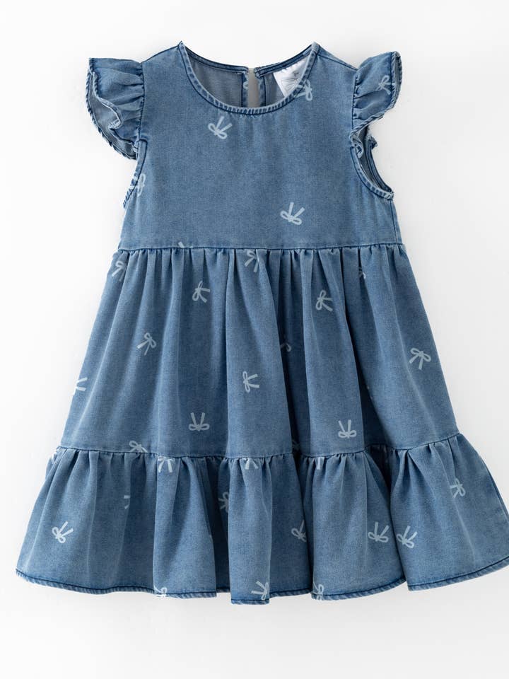 Classic Denim Bow Dress for wholesale by The Hair Bow Company