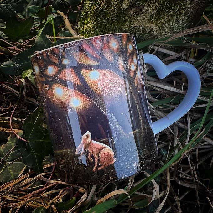 Heart Handled Magic Tree Coffee Mug for wholesale by Hannah Willow Art