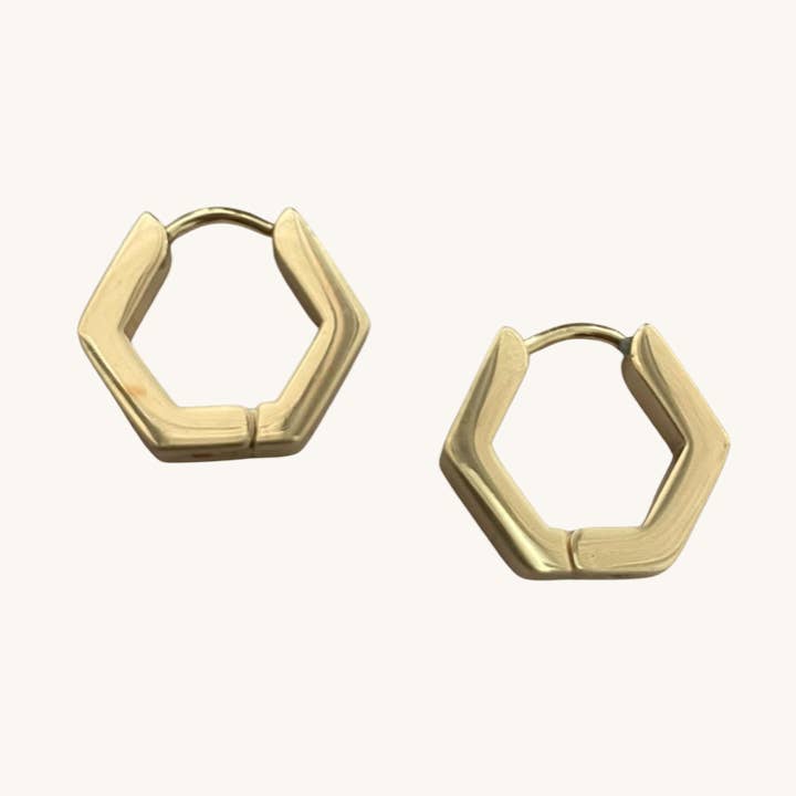 Roxy Hexagon Huggies for wholesale by Nikki Smith Designs