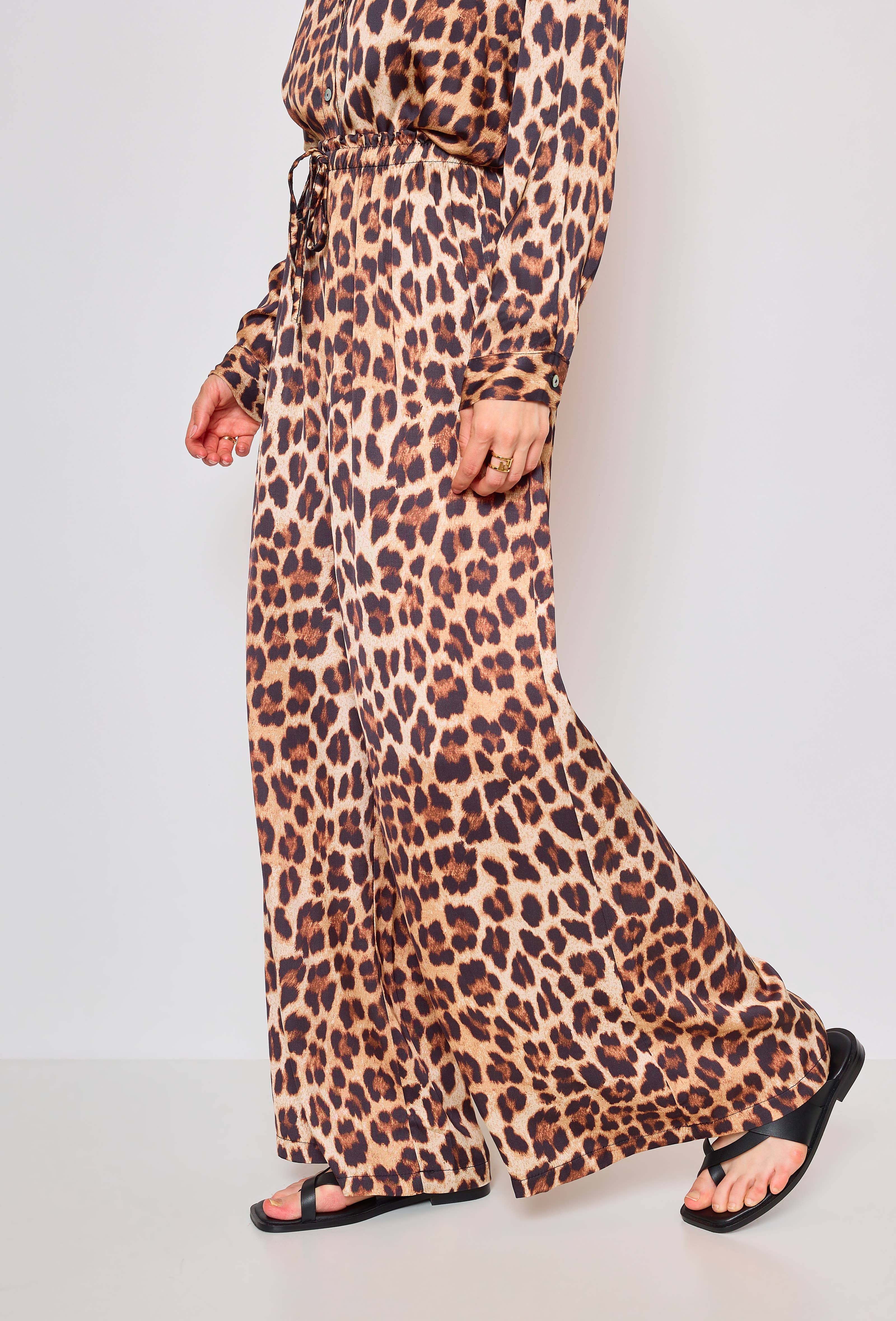 Beige Pantalon large imprimé animalier en vente sur Faire2