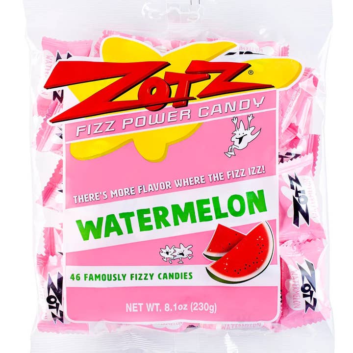 Zotz Fizzing Candy Watermelon, 8.1oz, 12ct Bags for wholesale by Grandpa Joe's Candy Shop
