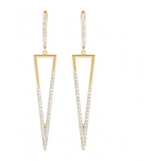 14K Gold Diamond Drop Dangle Earrings, Real diamond earrings for wholesale by OISHI DIAMONDS
