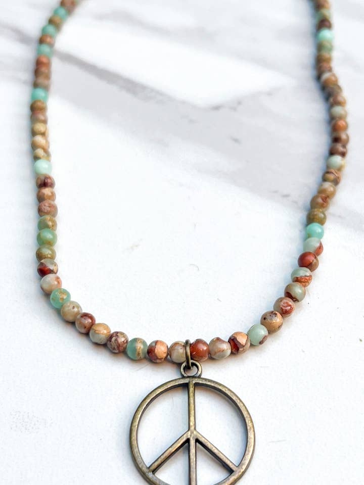 Peace Imperial Jasper Necklace for wholesale by Dylan Designs