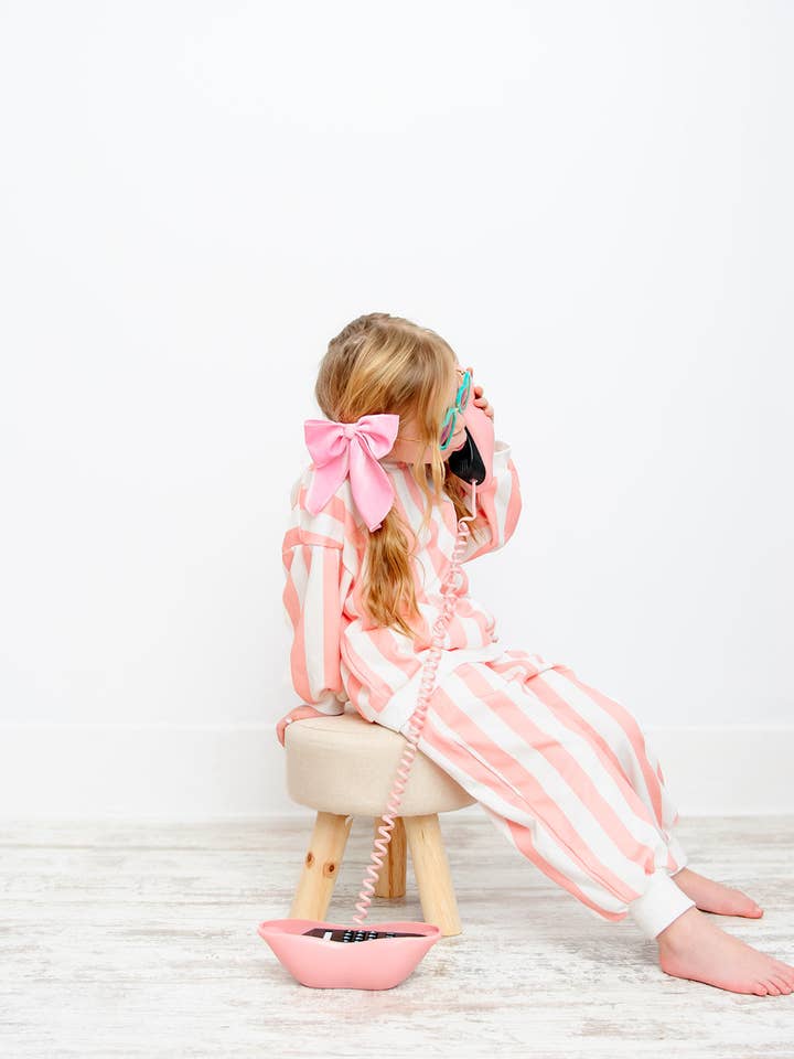 Fancy Shmancy Baby - Wholesale Lounge set – Kids - (RESTOCK) Pink & White Stripe - Lounge Set6