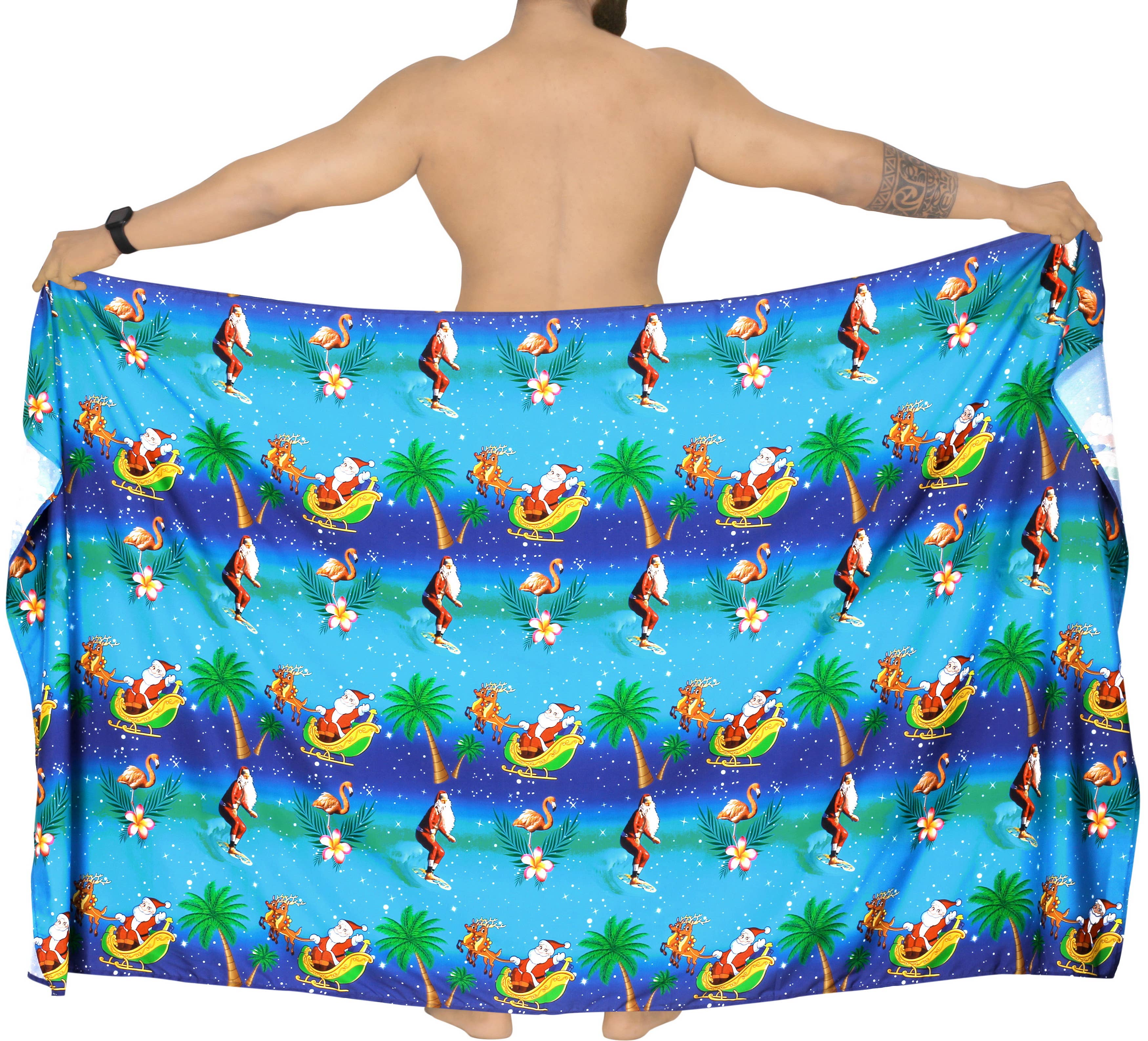 Blue LA LEELA MenVacation Sarong Pareo Wrap One Size Blue-C72 for wholesale on Faire3
