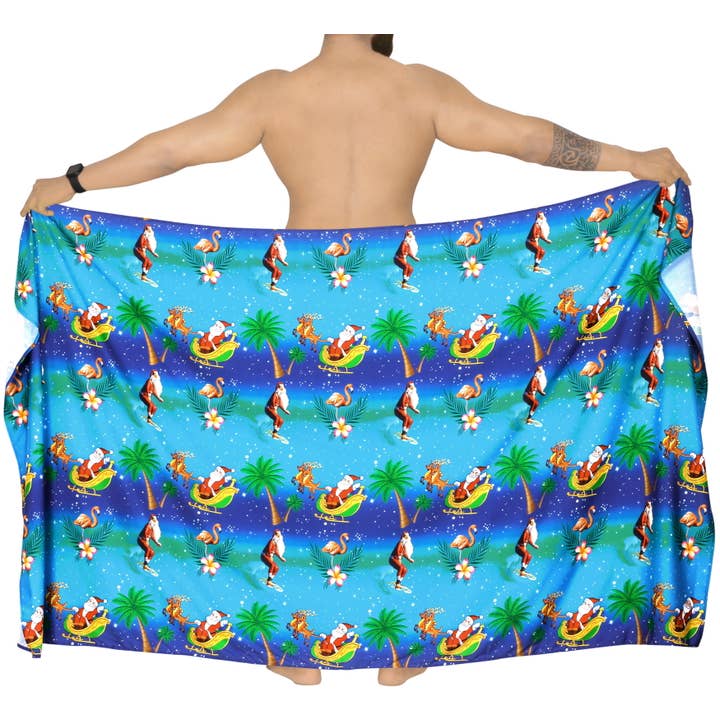 Blue LA LEELA MenVacation Sarong Pareo Wrap One Size Blue-C72 for wholesale on Faire3
