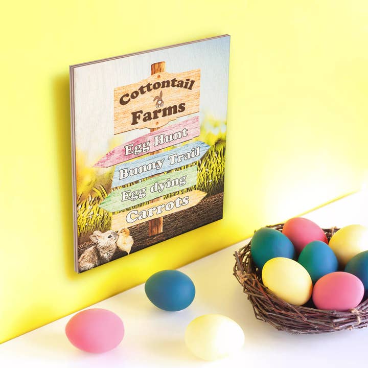 JennyGems - Wholesale Sign - Cottontail Farms Easter Decor Wooden Sign, Spring Decoration5