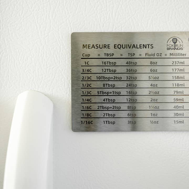 Fox Run Brands - Wholesale Magnet Board - Fox Run Stainless Steel Conversion Chart Magnet, 4.3" x 3.4"