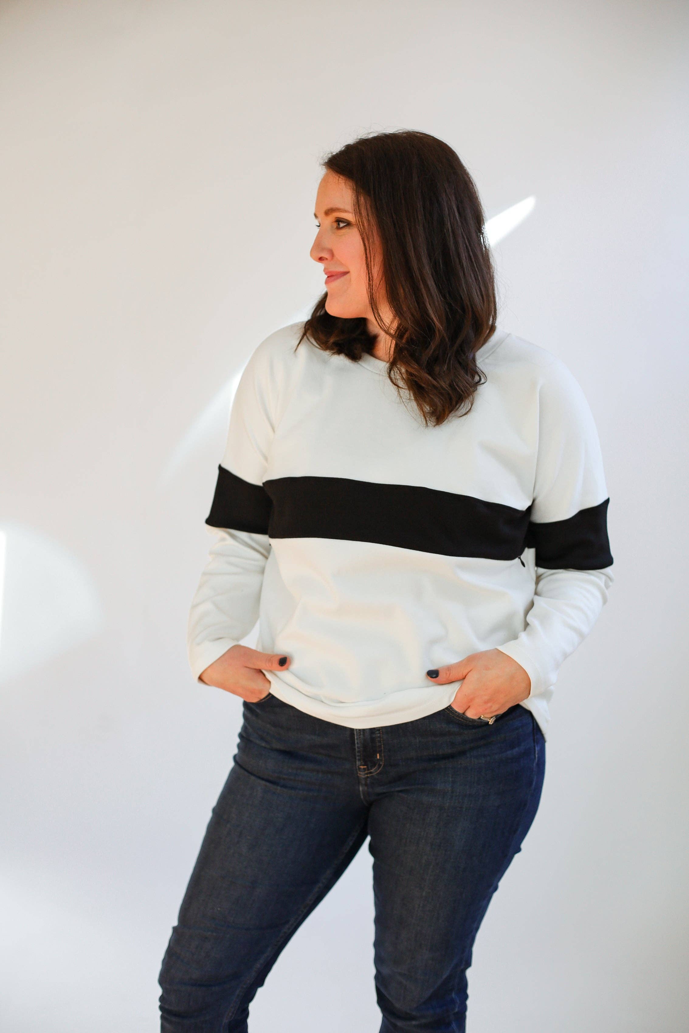 Movemama Apparel - Venta al por mayor Camiseta de lactancia - Sudadera de lactancia con doble cremallera Varsity de manga larga4