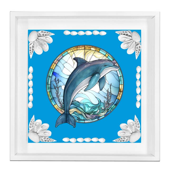 Dauphin dans une boîte à ombre de 16,5"x16,5" (SD-1614/SB-601) pour la vente par Spice Islands Coastal