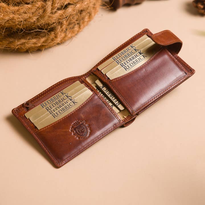 Redbrick Bifold Cognac Læderpung for engroshandel hos Redbrick