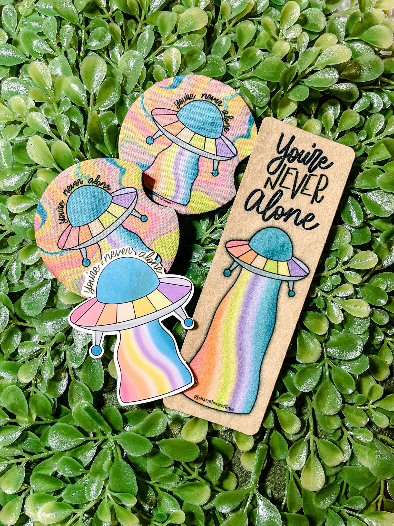 Sharp Thoughtlings – Großhandel Lesezeichen – Du bist nie allein UFO Filz Lesezeichen5