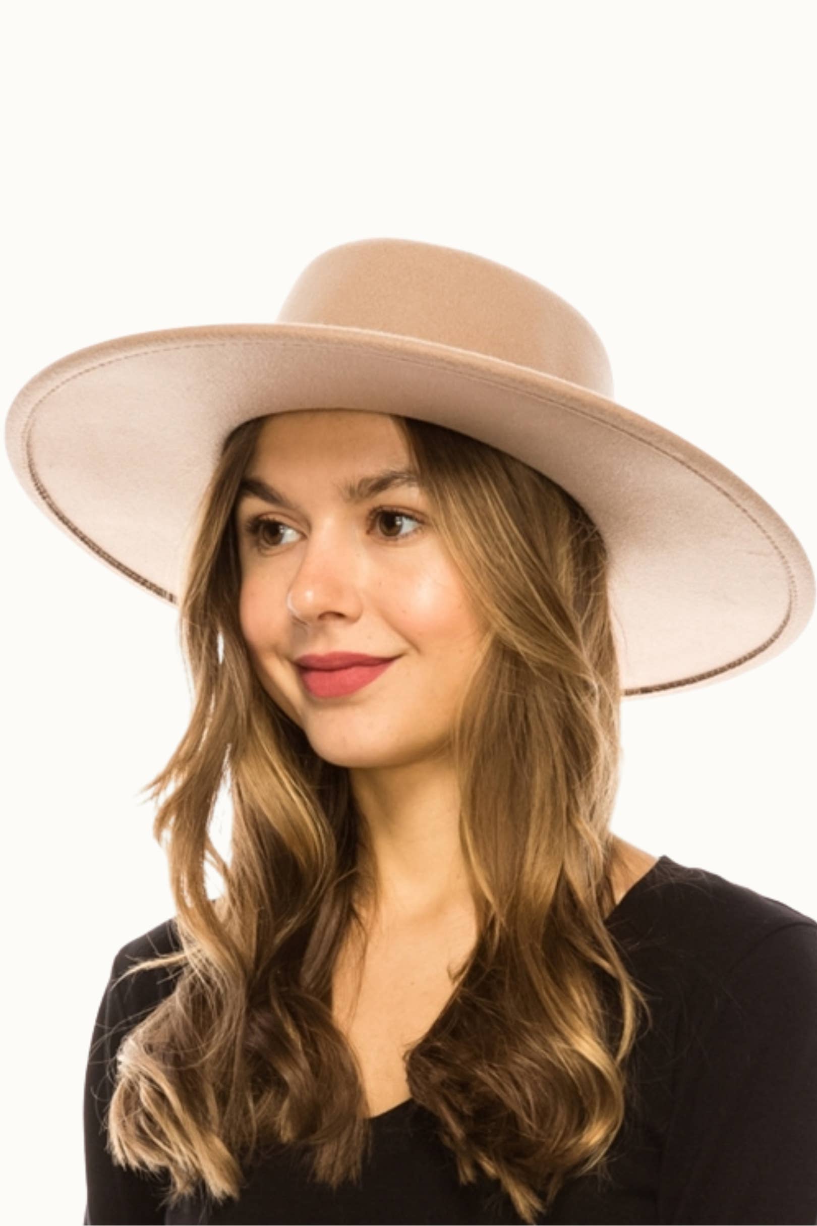 Olive & Pique - Wholesale Boater Hat - Women's - Wide Brim Gambl Boater Hat, Vegan Felt, Adjustable2