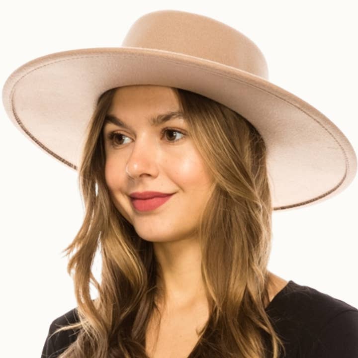 Olive & Pique - Wholesale Boater Hat - Women's - Wide Brim Gambl Boater Hat, Vegan Felt, Adjustable2