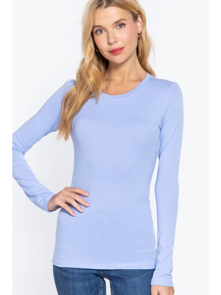 Active Basic | Active USA - Wholesale Knit Top - Women's - Long Sleeve Crew Neck Cotton Spandex Jersey Top30