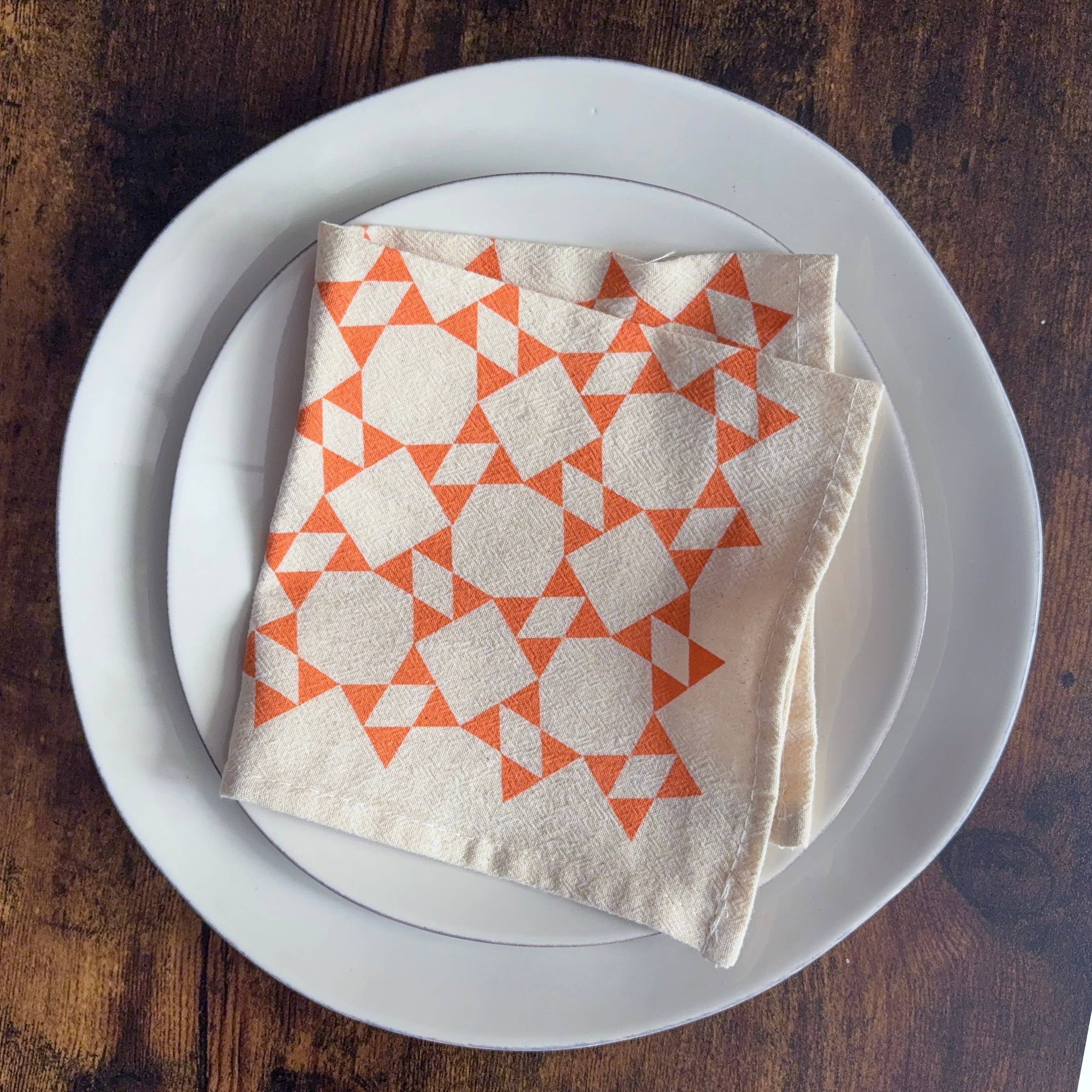 Bright Beige - Wholesale Dinner & Cloth Napkin - Hand Printed Flour Sack Napkins - Homespun Quilt0