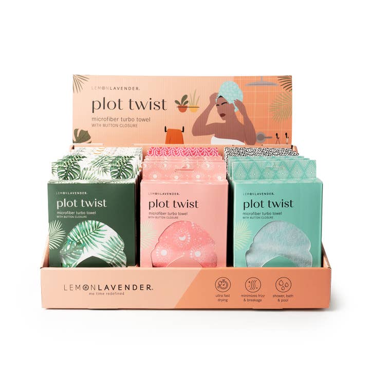 DM Merchandising - Wholesale Hair Towel/Wrap - Lemon Lavender Plot Twist Turbo Towel Assortment