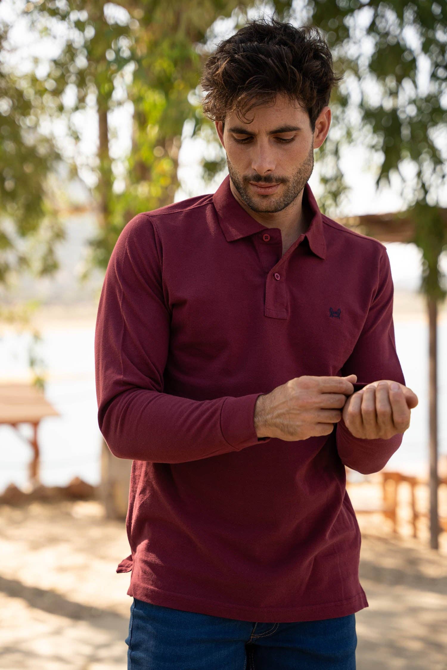 Custi Mikelo: Men's Clothing & Christmas Gifts - Wholesale Polo - Men's - Maroon Long Sleeve Polo1