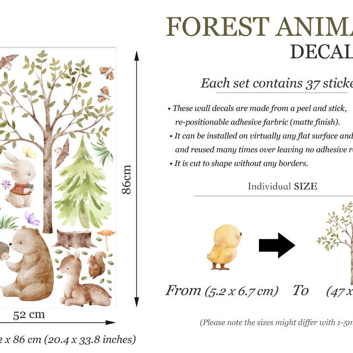 WallKoala - Wholesale Wall decal/stickers - Forest Friends Wall Decal Bunny Squirrel Fox Deer & Bear