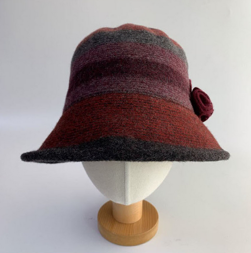 Comfortarians - Wholesale Bucket Hat - Women's - Women's Winter Bungee Bucket Hat Stitched Wool Flower FW7