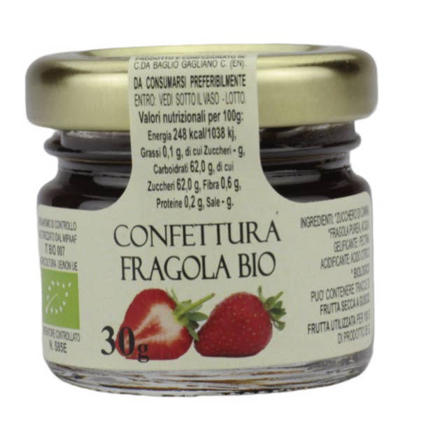 Confiture de fraises bio, 30 g pour la vente par Radici Rosse