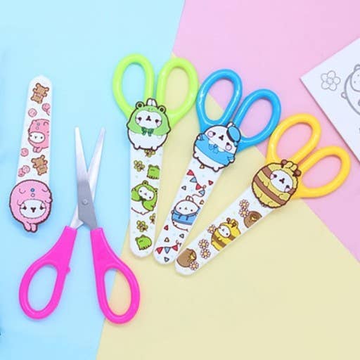 K-Wonderland - Wholesale Scissors - Molang Mascot Scissors with Safety Cover Cap 1