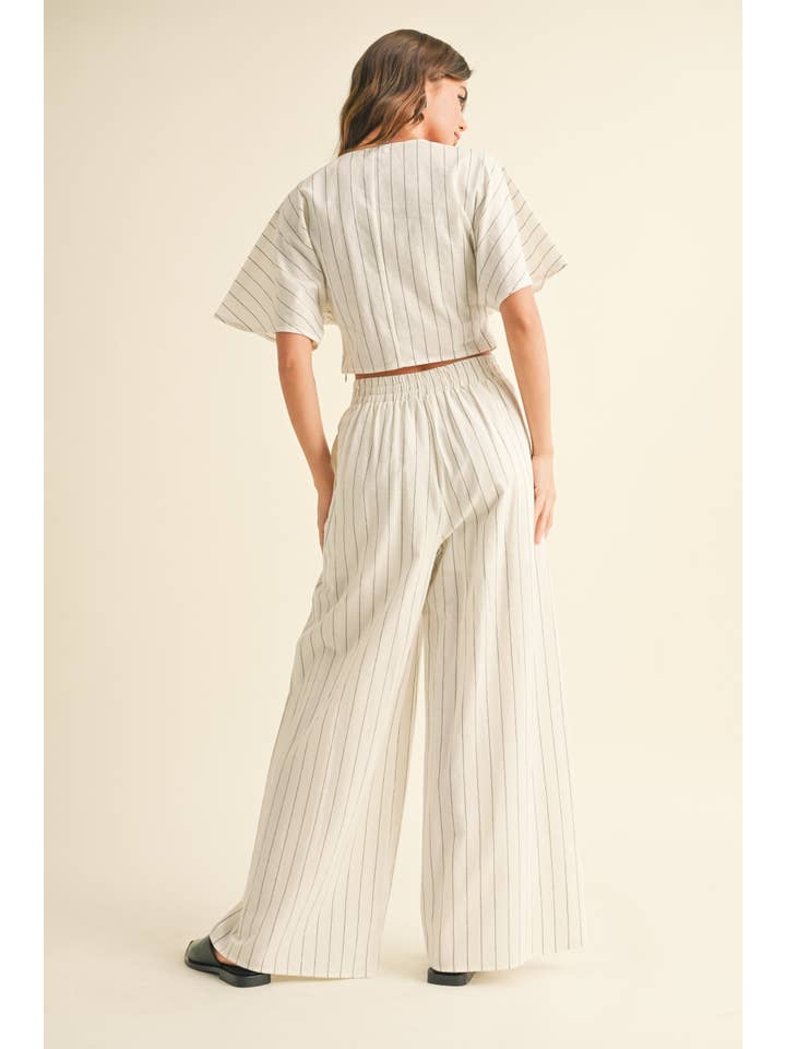 MIOU MUSE - Wholesale Pants - Women's - P4277ST STRIPE PATTERN PANTS WITH ELASTIC WAIST2