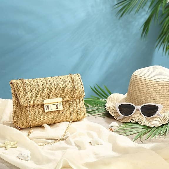 Crover - Wholesale Clutch Bag - Women's - Straw Clutch Crossbody Bag & Retro Sunglasses Set 3