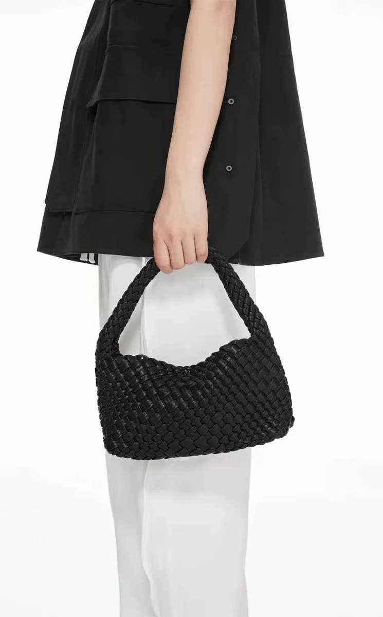 Sook Stainable - Wholesale Shoulder Bag - Women's - Vegan Leather Woven Shoulder Baguette Bag3