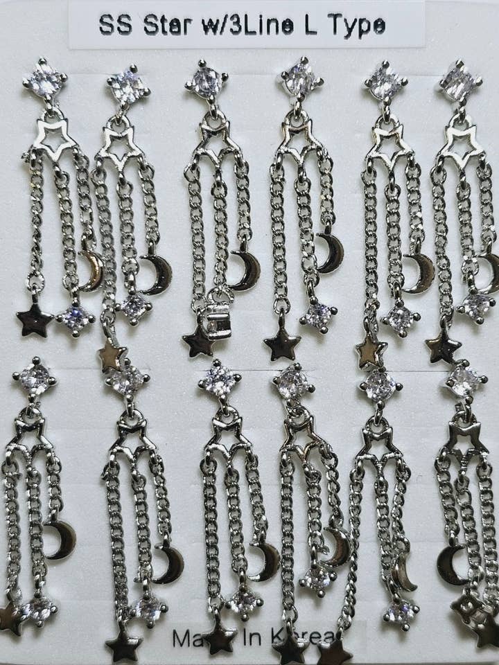 Anneau nasal en forme d'étoile en forme de L en argent en vrac avec 3 lignes pour la vente par etreM