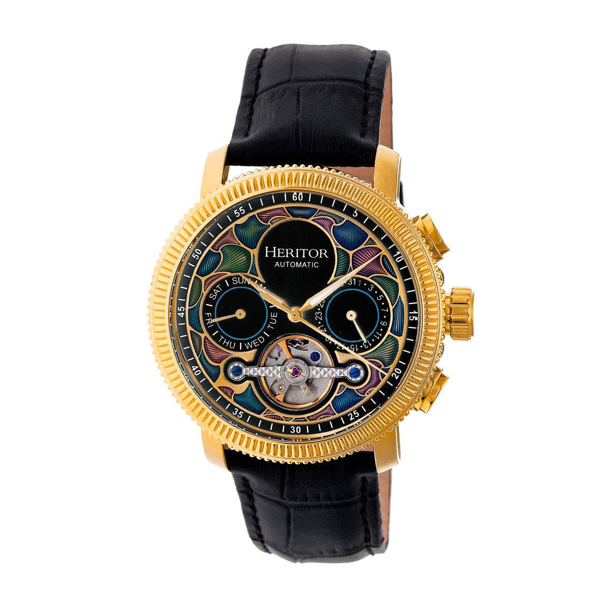 Heritor Automatic - Vente Montre – homme - Montre automatique Heritor Aura semi-squelettique avec bracelet en cuir5