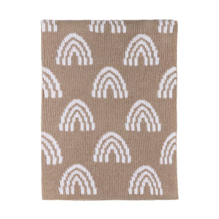 Living Textiles – wholesale Bedding blanket – Kids & Baby – Knitted Chenille Blanket - Taupe Rainbow0