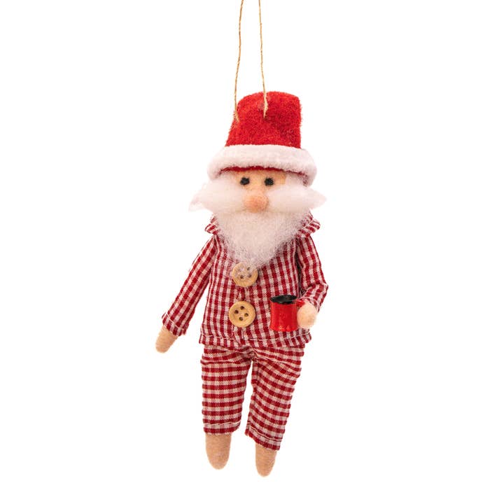 Santa in Pyjamas Felt Decoration for wholesale by Sass and Belle