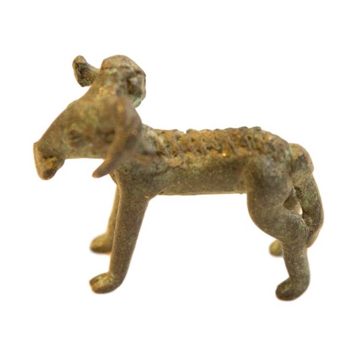 Vintage African Oxidized Bronze Ram Eating Leaf for wholesale by Old New House