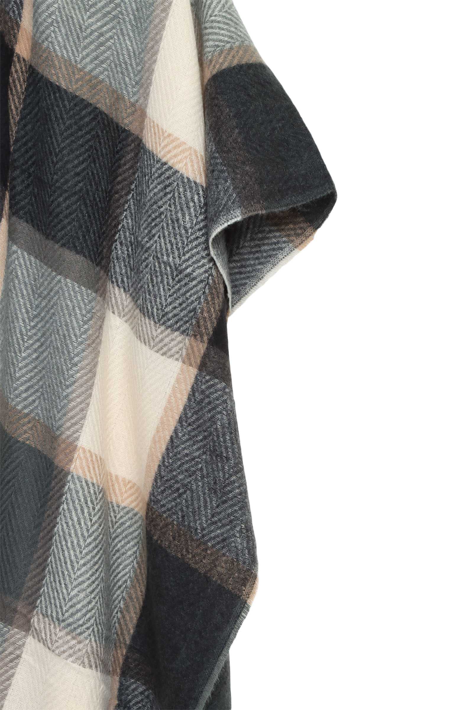 Black Chevron Pattern Check Ruana 369 for wholesale on Faire2