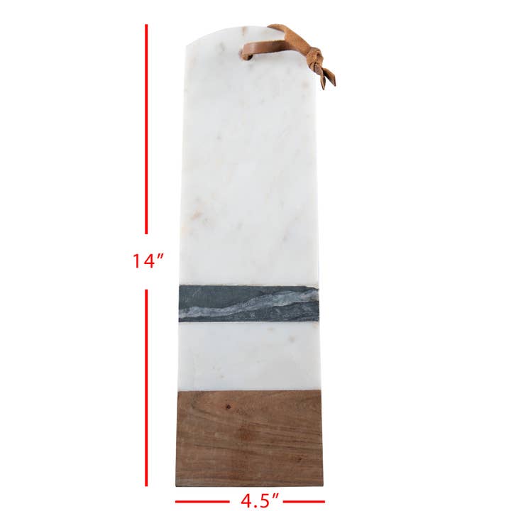 Foreside Home & Garden - Wholesale Cutting Board - Otis Small White Marble and Wood Kitchen Serving Board2