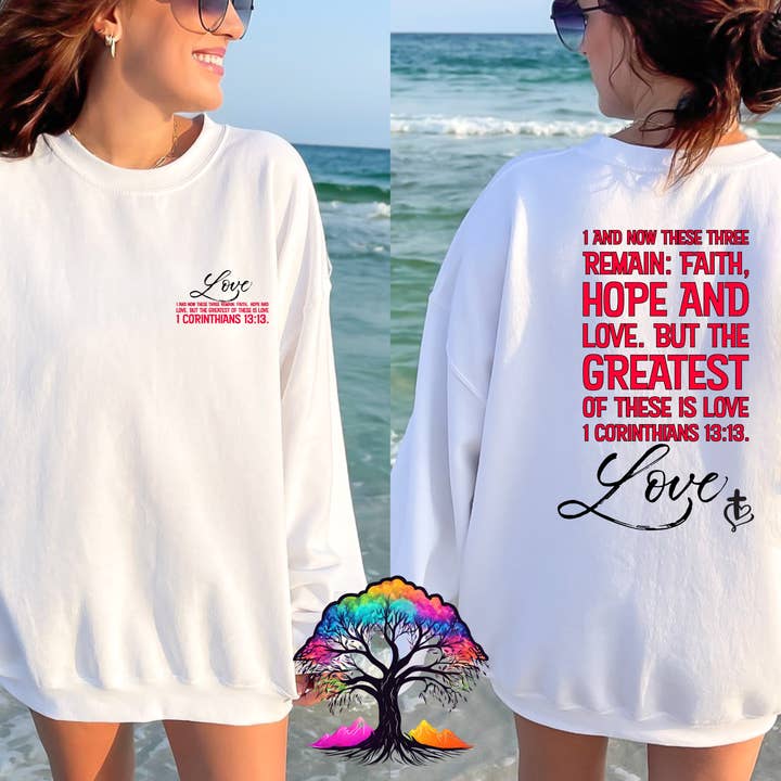 Christian Sweatshirt-Greatest is Love for wholesale by Honey & Haven