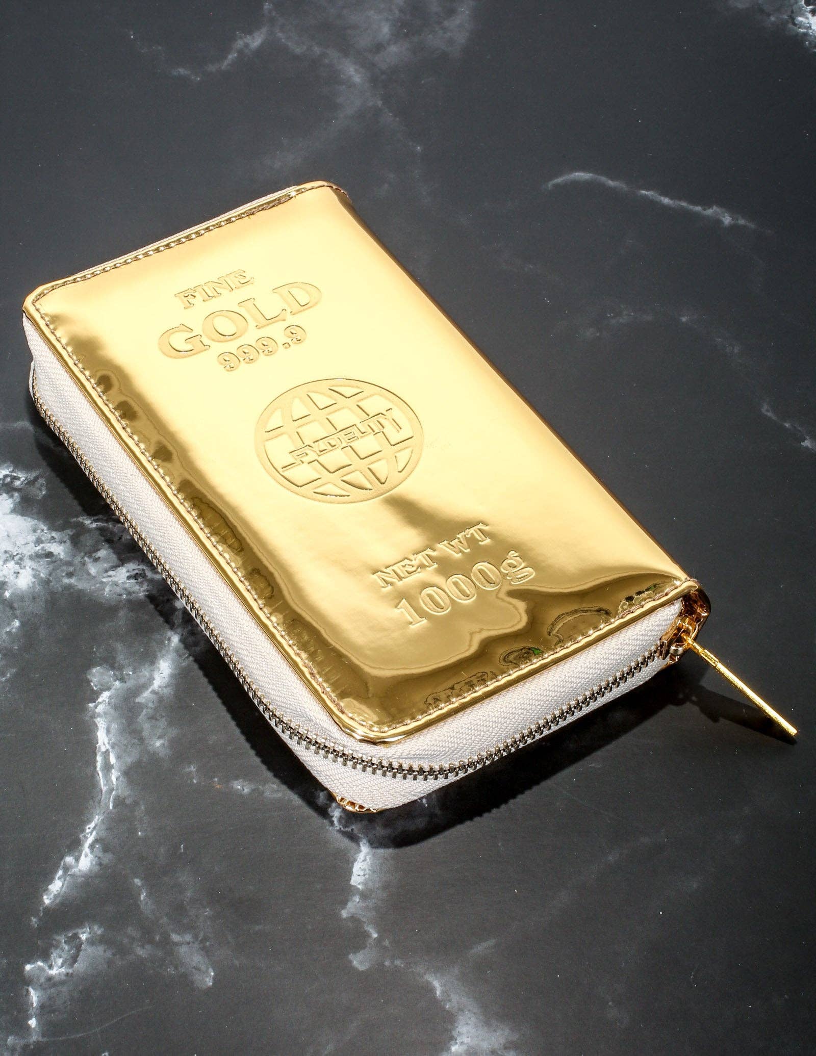 Fydelity - Vente Portefeuille – femme - Portefeuille à Fermeture Éclair pour Femmes | Organisateur de Porte-cartes en Barre d'Or