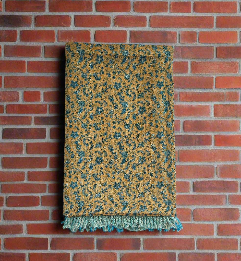 Tibet Handicrafts LLC - Wholesale Throw Blanket - The Blue-Yellow Shawl3