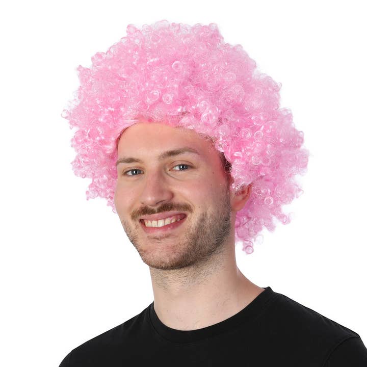 Baby Pink Curly Afro Wig Fancy Dress Costume Accessories for wholesale by Stylex Party
