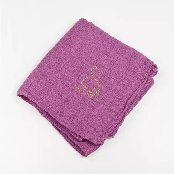 BARNABÉ AIME LE CAFÉ - Wholesale Inbakerdoek - Baby - Dubbelzijdige mousseline katoenen geborduurde babydoek1