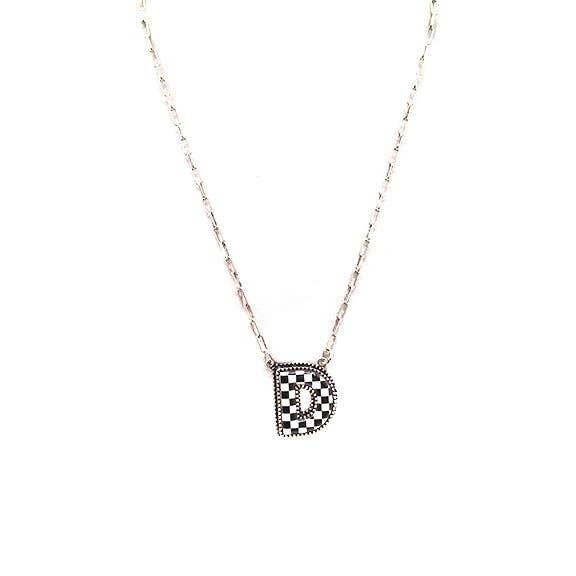 Snowing West - Wholesale Pendant/Charm Necklace - Checkered Bubble Initial Necklace