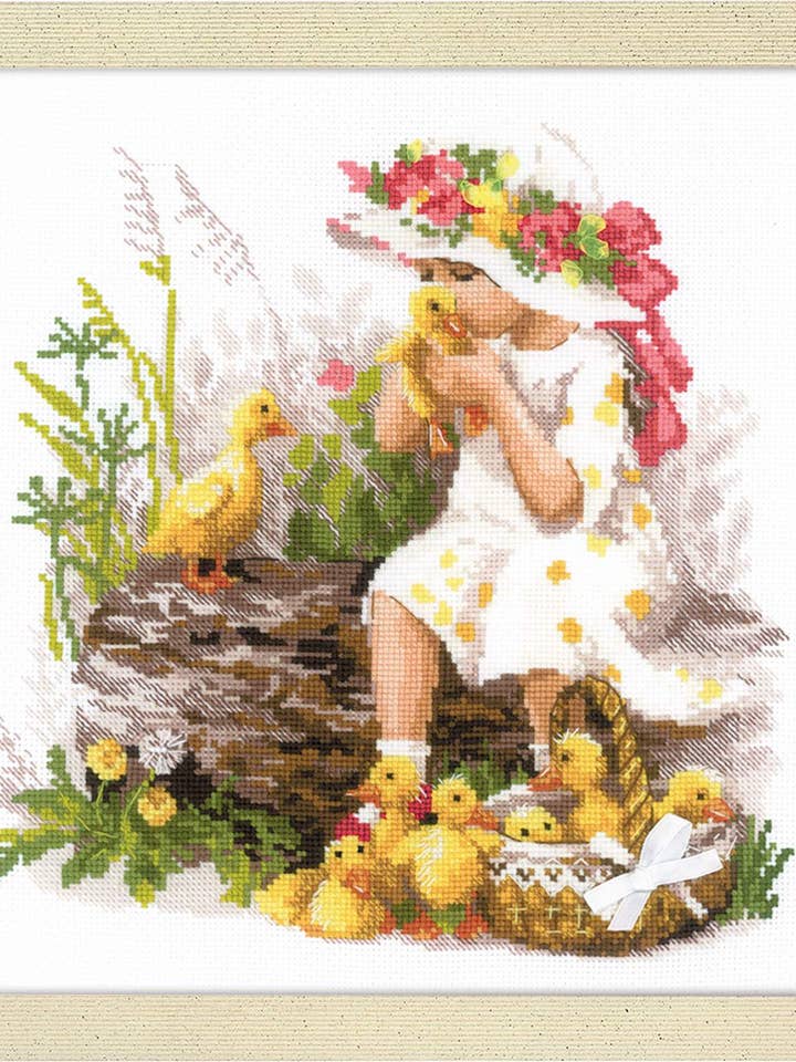 Cross Stitch Kit From Riolis 1781 Girl With Ducklings for wholesale by RIOLIS