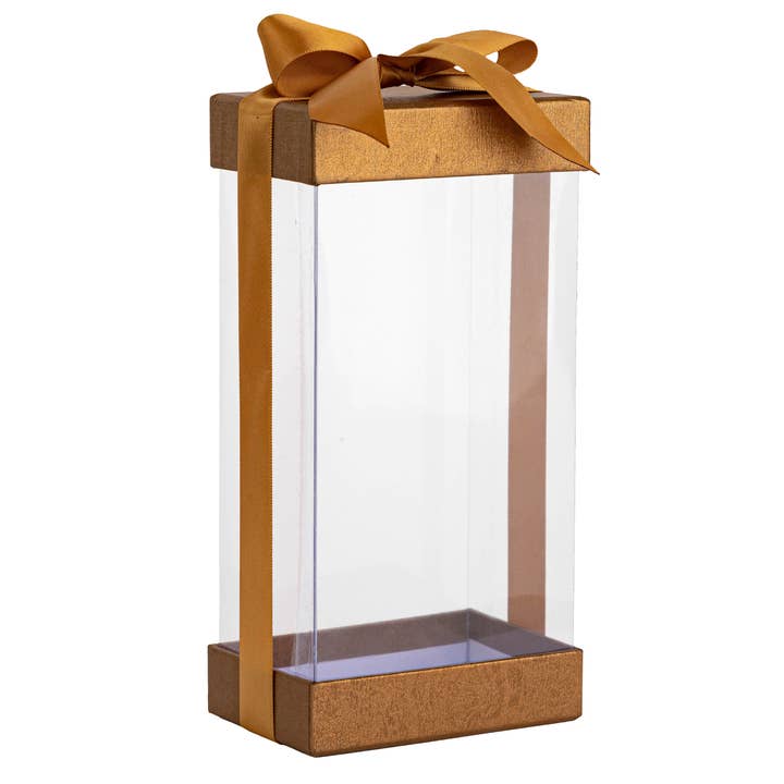 Hammont - Wholesale Gift Box - Clear Plastic Gift Boxes 6 Pack Bakery Boxes Tall Gold